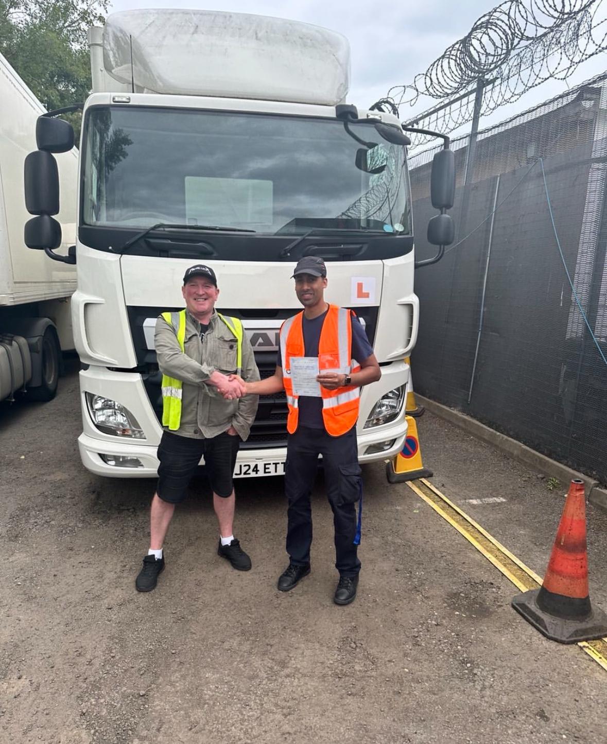 hgv student with certificate